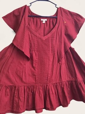 a.n.a Women's Deep Wine V-Neck Tunic Top